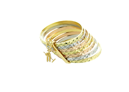 Stackable Three Tone Plated Ring with Farmer Charm